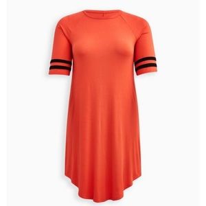 TORRID T-SHIRT VARSITY DRESS - SUPER SOFT ORANGE SIZE 00, NWT